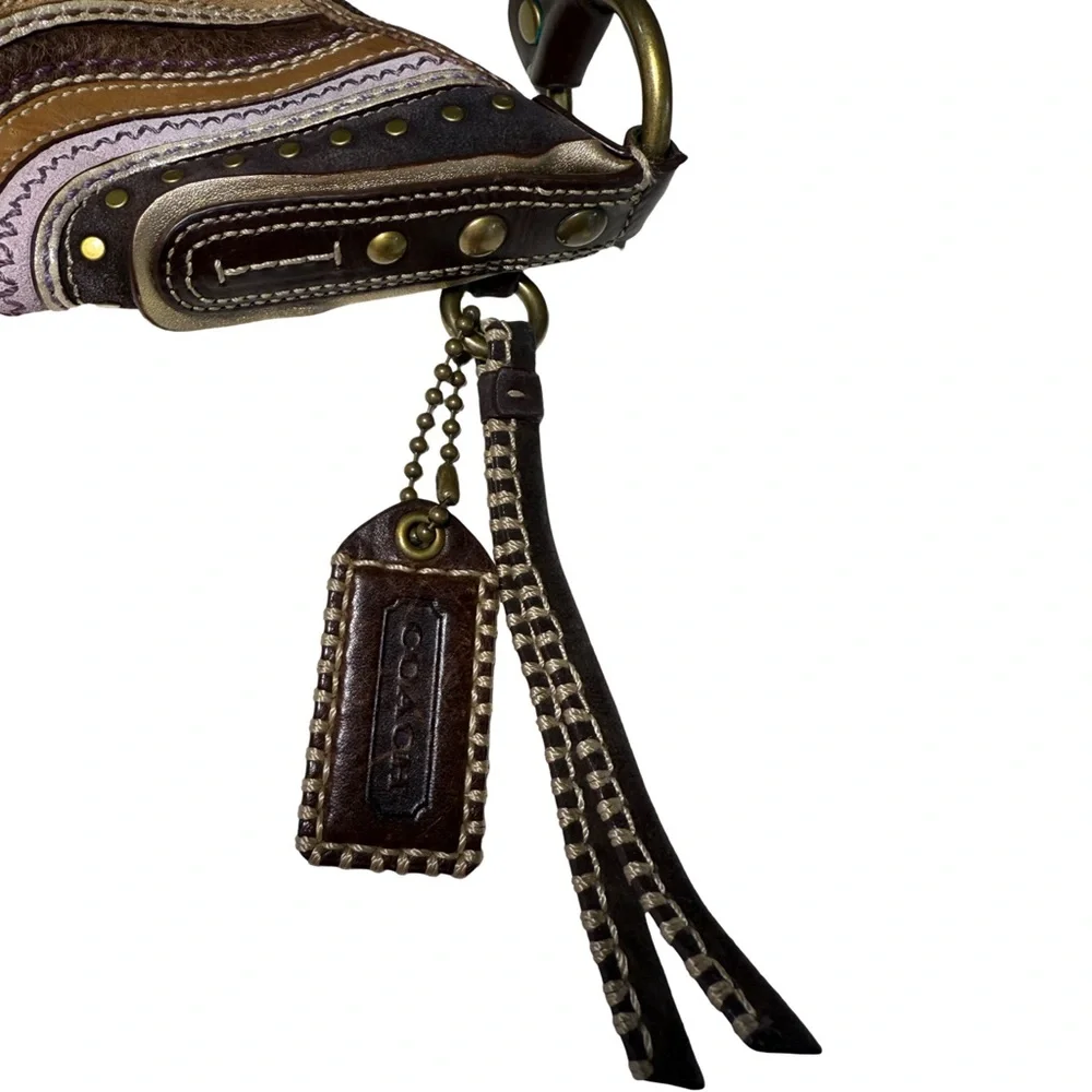 Coach Soho LRG Rivet Whipstitch Leather Hobo Bag Brown Boho Shoulder Purse 10478 - Picture 9 of 17